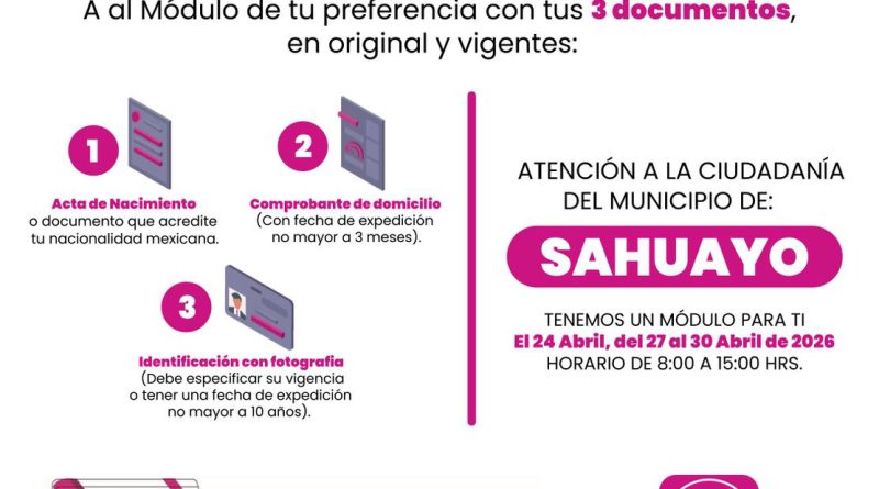Módulo móvil del INE atenderá en Sahuayo durante abril para trámites de credencial