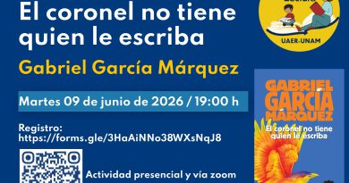 La UAER-Jiquilpan invita Hoy al círculo de lectura con la obra de García Márquez «El coronel no tiene quien le escriba»
