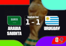 Uruguay no capitaliza chances y empata vs Arabia Saudita en debut