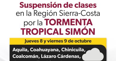 Se suspenden clases presenciales en siete municipios por la tormenta tropical Simón