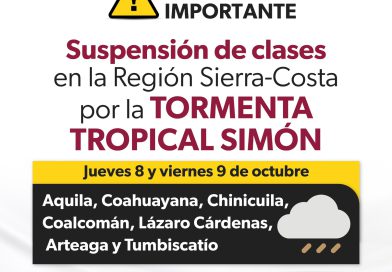 Se suspenden clases presenciales en siete municipios por la tormenta tropical Simón